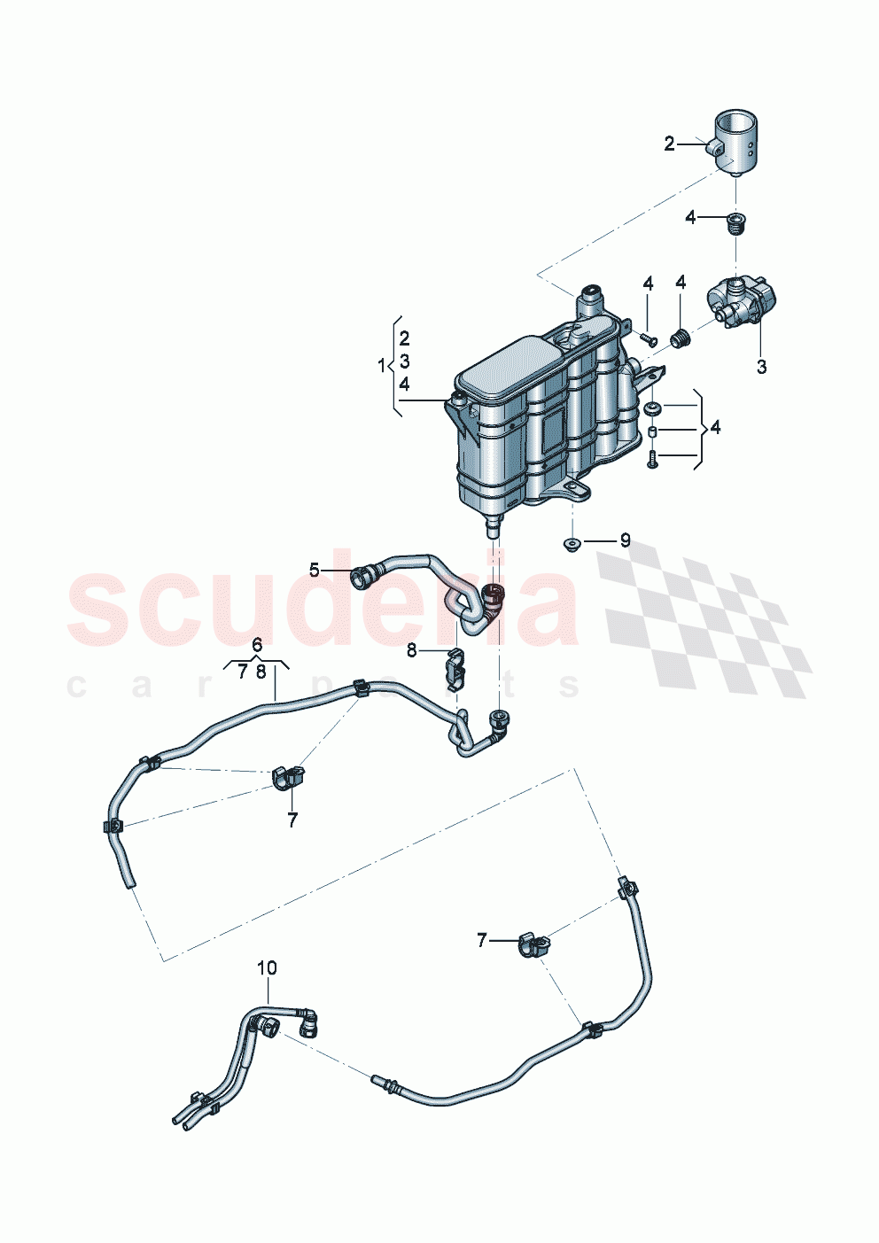 vapour container for activated charcoal canister ventilation for fuel tank of Bentley Bentley New Flying Spur (2025-2026)