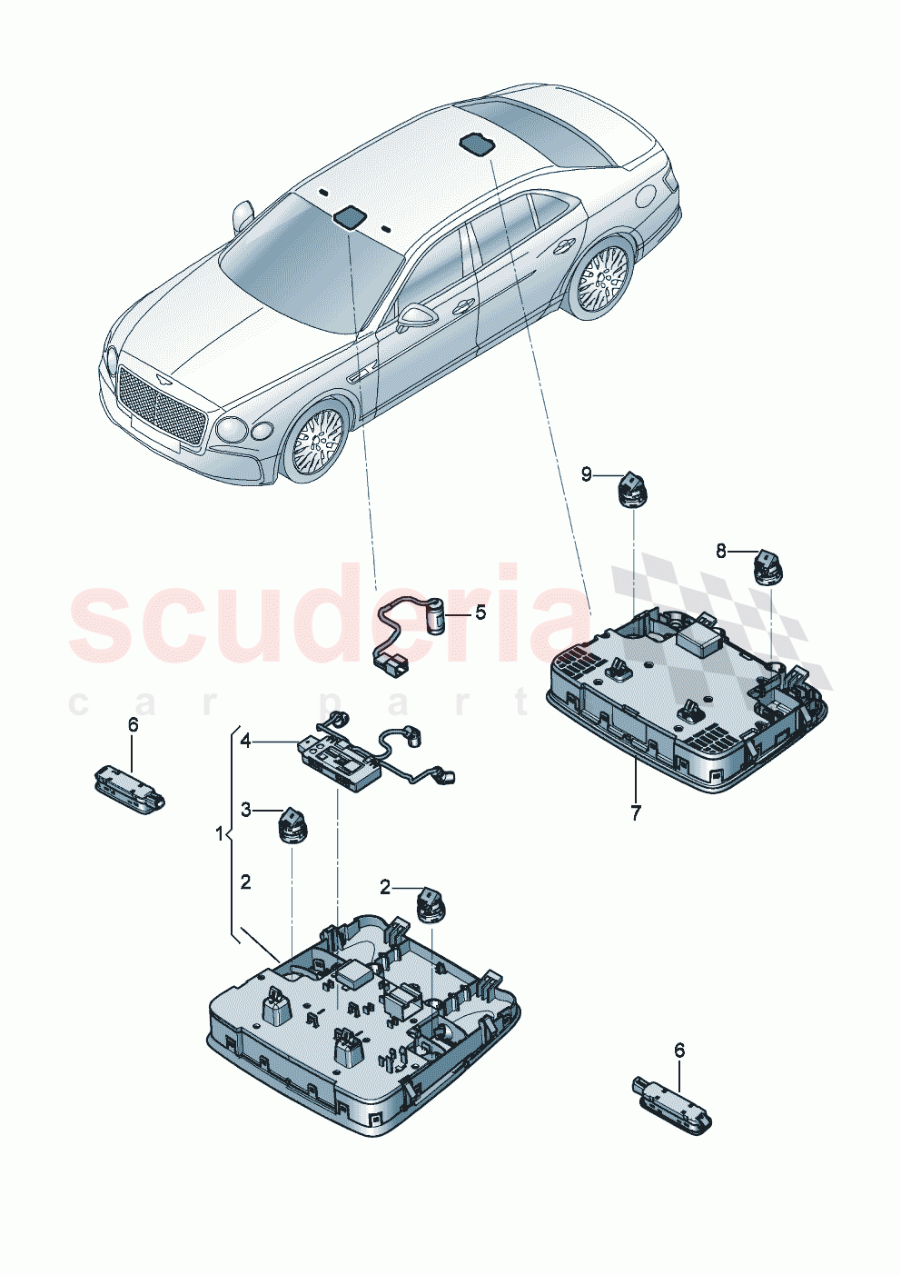 Interior and reading light of Bentley Bentley New Flying Spur (2025-2026)