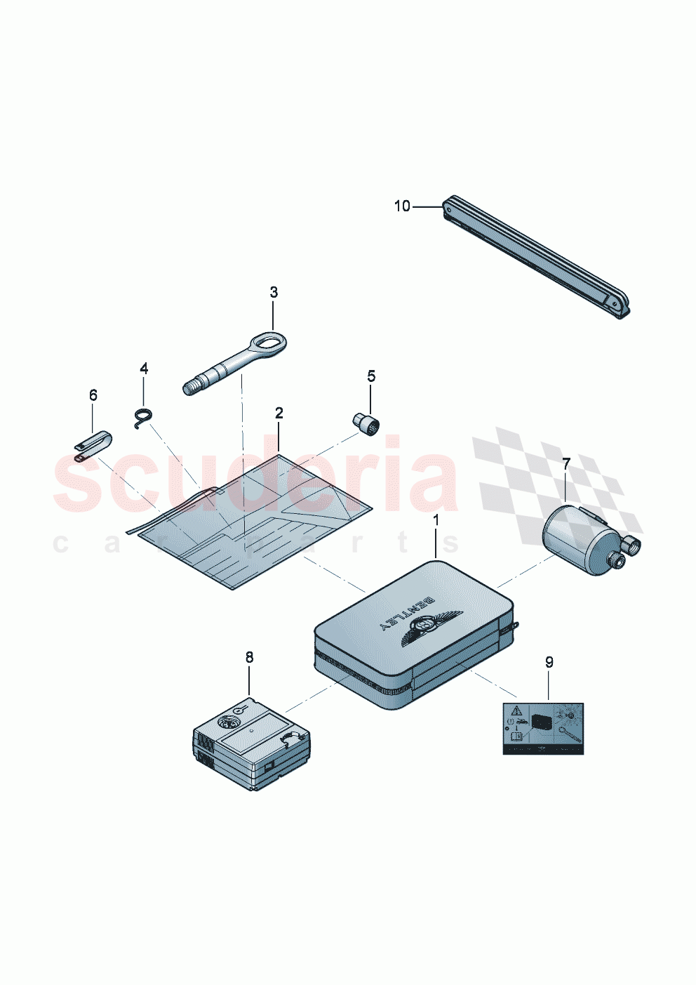Vehicle tools breakdown set with compressor of Bentley Bentley New Flying Spur (2025-2026)