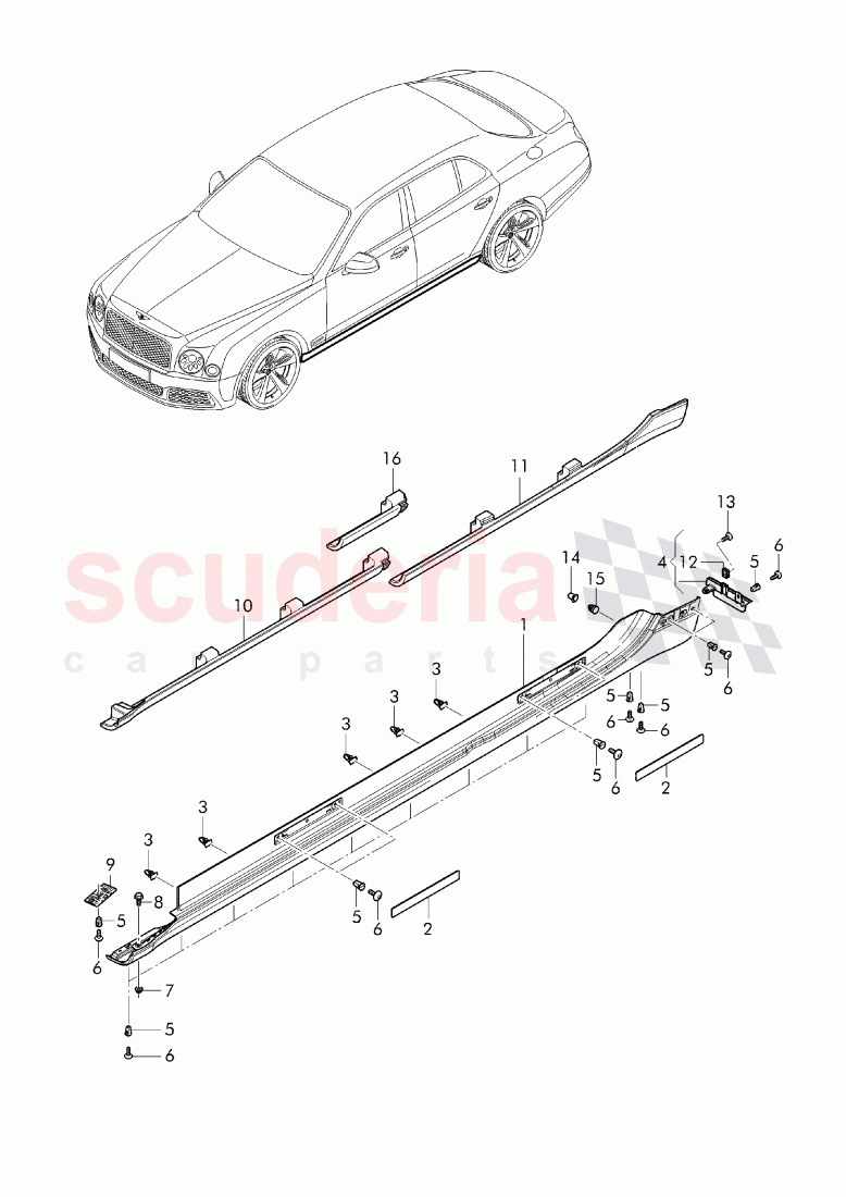sill panel trim, D - MJ 2017>> of Bentley Bentley Mulsanne (2010+)