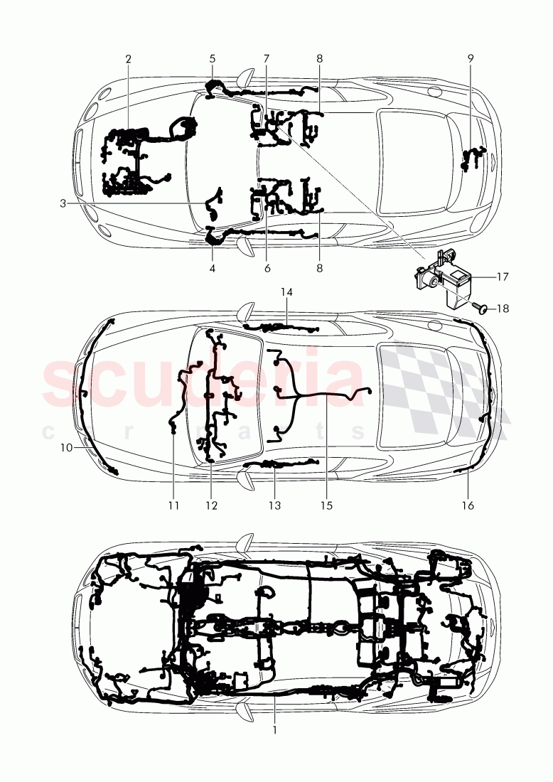 wiring harnesses, F 3W-D-082 509>>, F ZA-D-082 509>>, D >> - MJ 2013 of Bentley Bentley Continental GT (2011-2018)