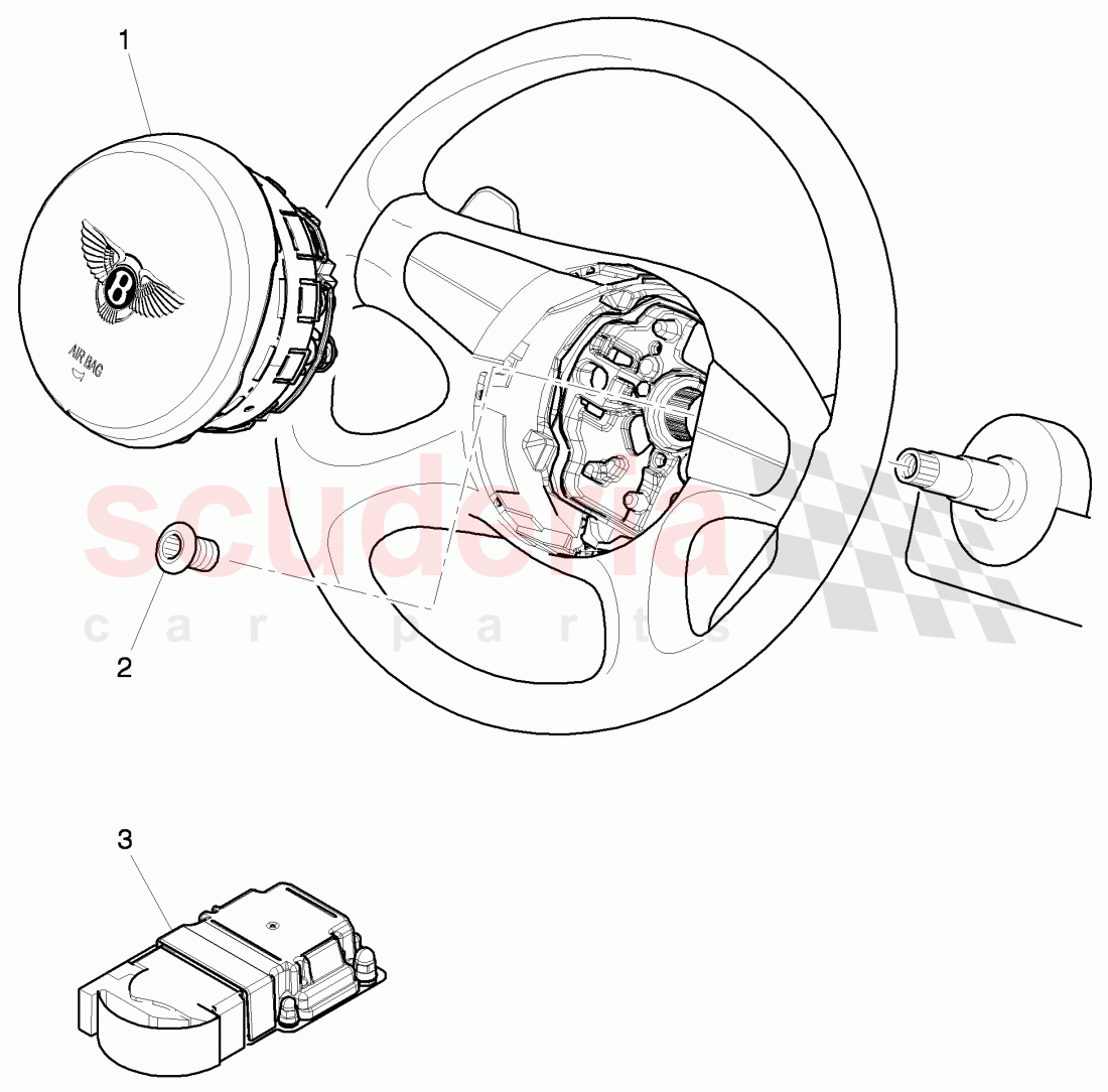 airbag unit for steering wheel, ** caution dangerous cargo **, see workshop manual of Bentley Bentley Mulsanne (2010+)