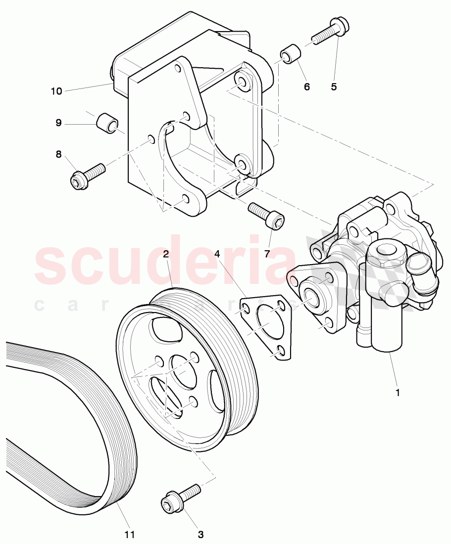 vane type pump with ribbed, belt pulley, bracket for vane pump of Bentley Bentley Continental Supersports (2009-2011)