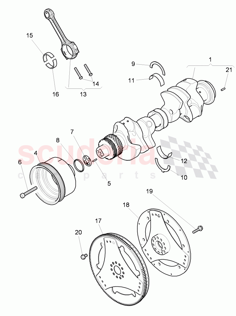 crankshaft, connecting rod, flywheel of Bentley Bentley Mulsanne (2010+)