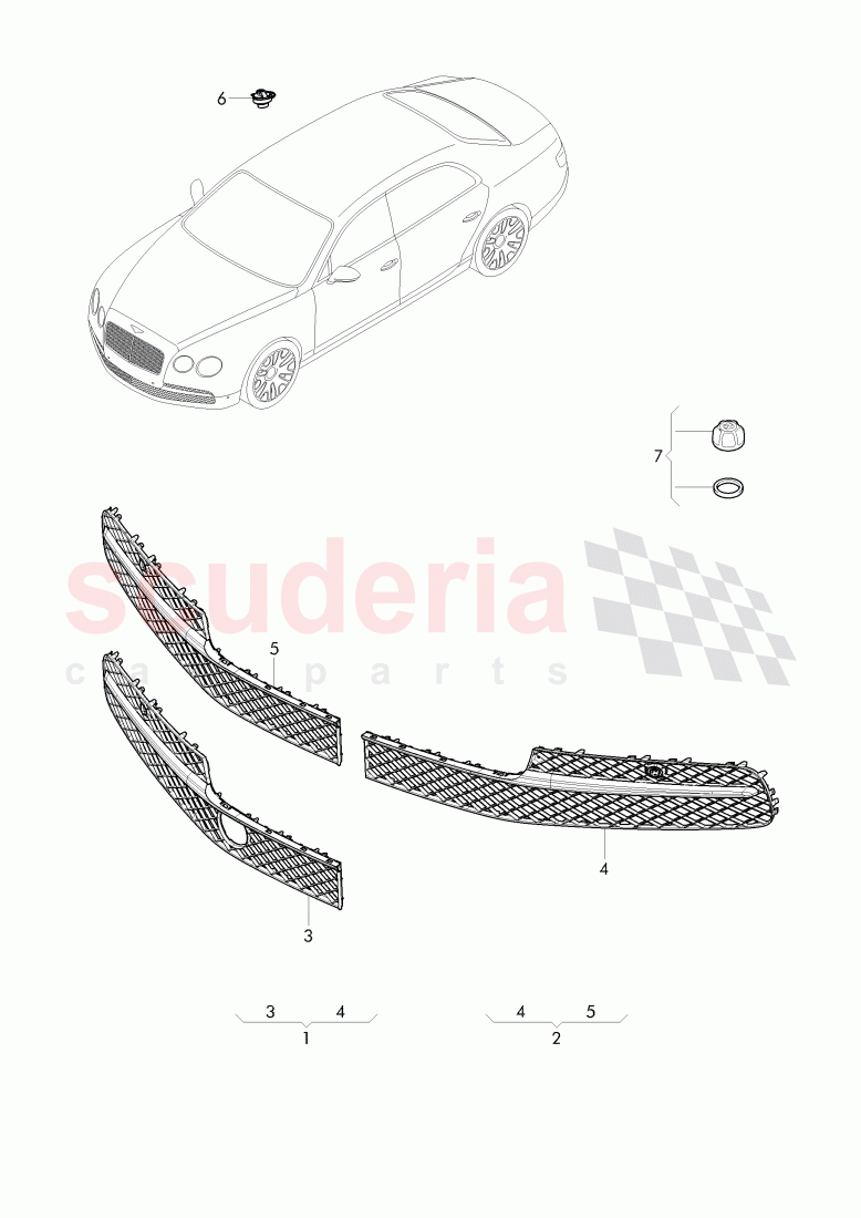 Original Accessories, 1 Satz Air Vents, fuel tank, cap, brake caliper of Bentley Bentley Continental Flying Spur (2013+)