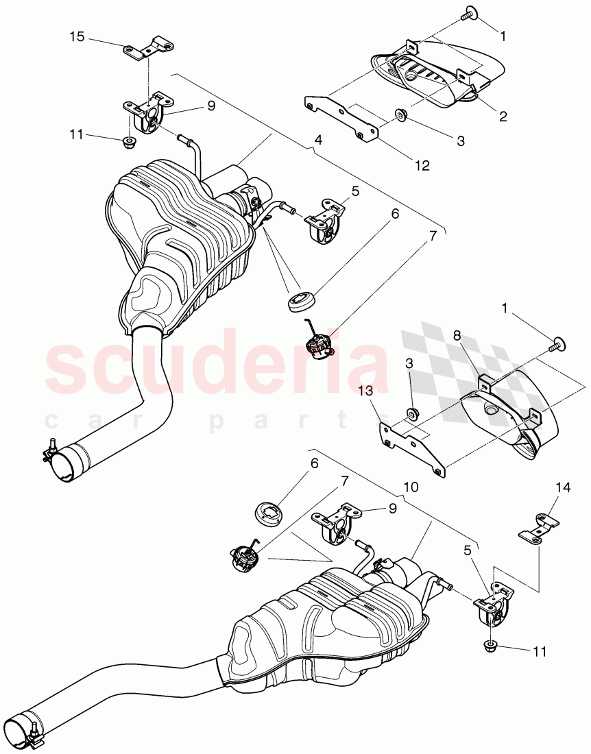 Exhaust muffler with exhaust flap, Exhaust pipe tips of Bentley Bentley Continental GT (2011-2018)