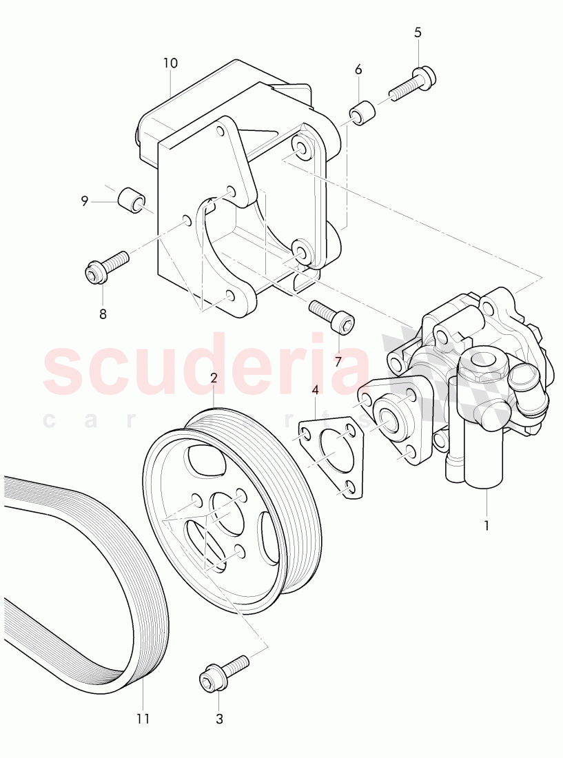 vane type pump with ribbed, belt pulley, bracket for vane pump of Bentley Bentley Continental GT (2011-2018)