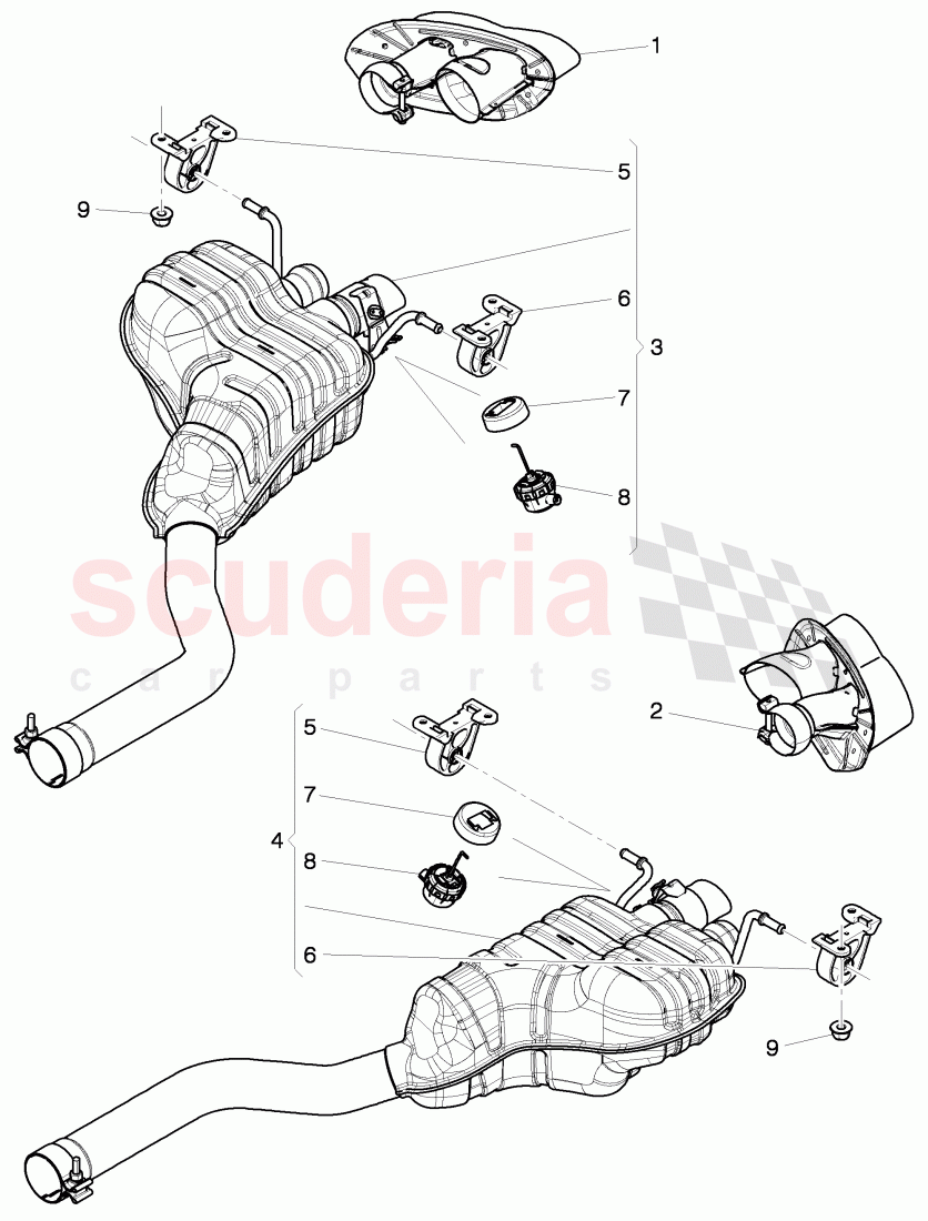 exhaust silencer, rear, Exhaust pipe tips, D >> - MJ 2015 of Bentley Bentley Continental GTC (2011+)