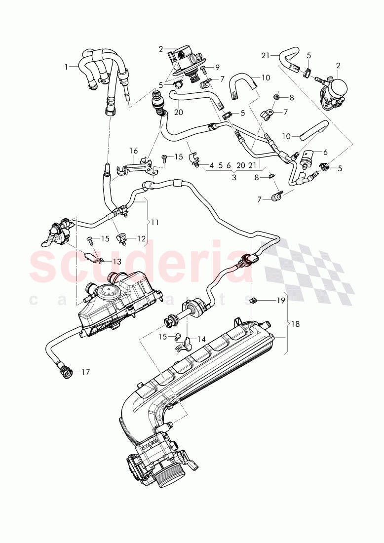 Fuel line with vent, hose, valve for charcoal, cannister of Bentley Bentley Bentayga (2015+)