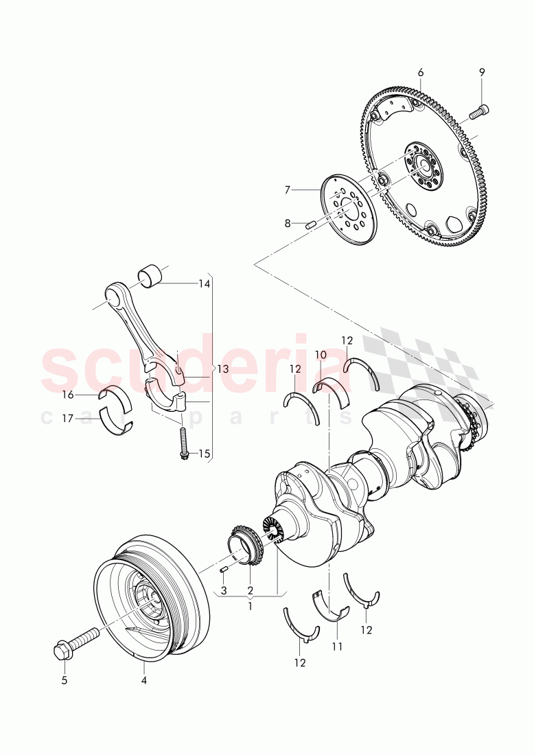 crankshaft, connecting rod, bearing shell, flywheel of Bentley Bentley Bentayga (2015+)