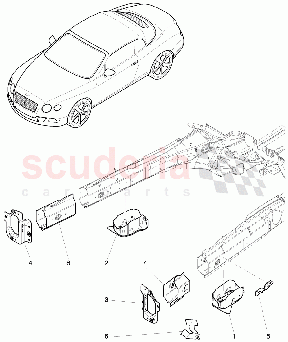 floor assembly, body front section of Bentley Bentley Continental GTC (2011+)