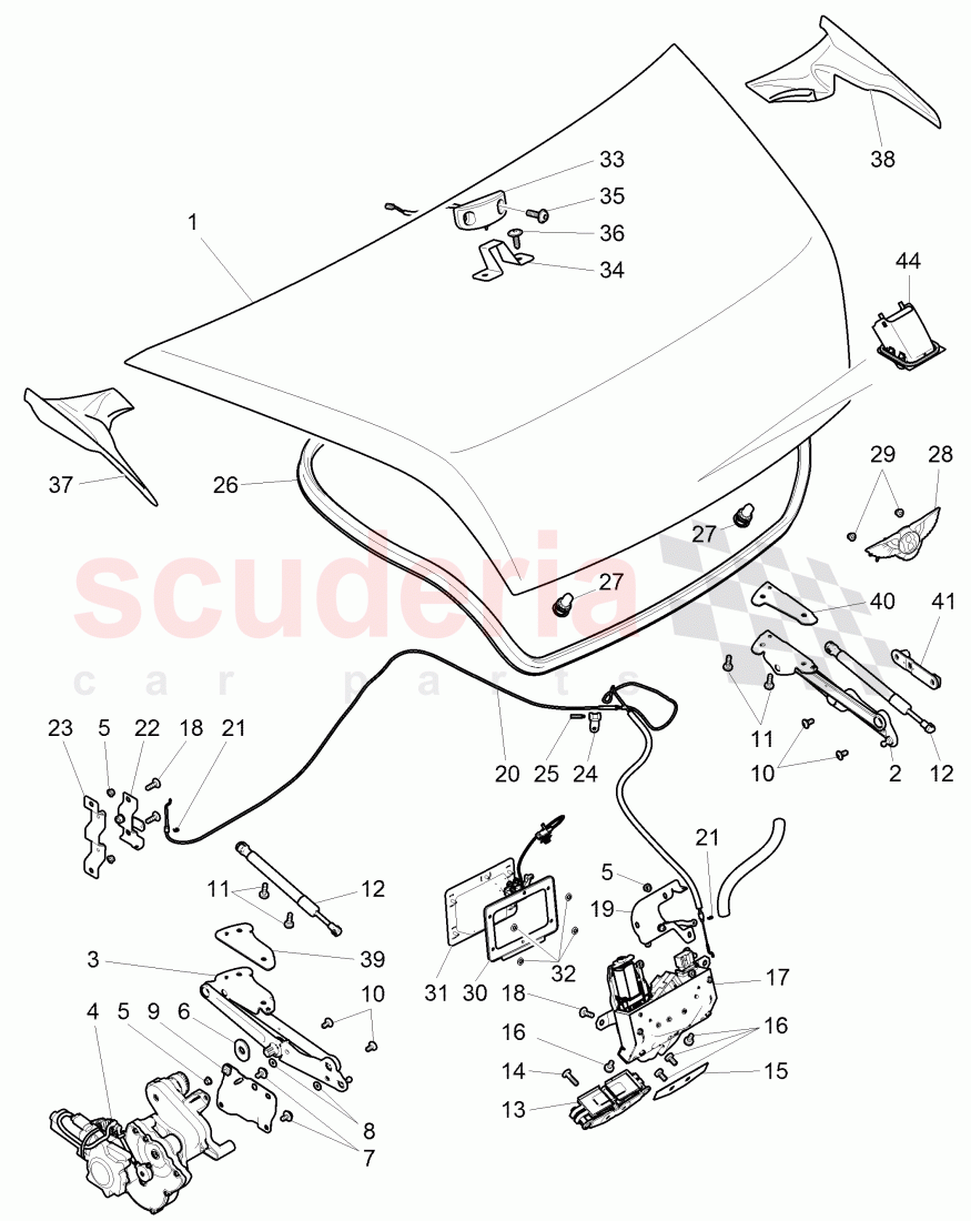 rear trunk lid, for vehicles with sensor-, controlled opening of boot lid, D >> - MJ 2014 of Bentley Bentley Continental GTC (2011+)