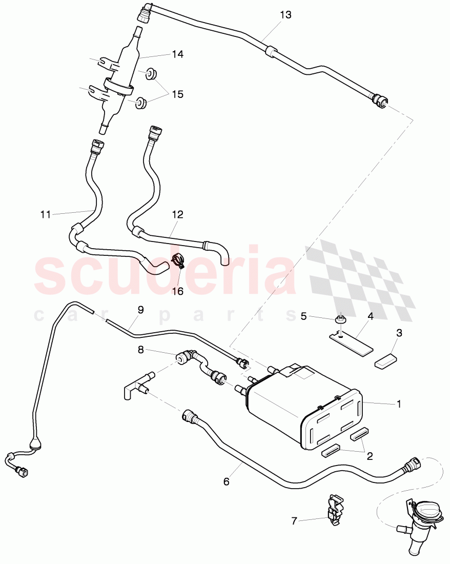 evaporative emission canister, Breather line, F >> 3Y-C-016 661, F >> ZH-C-016 661 of Bentley Bentley Mulsanne (2010+)