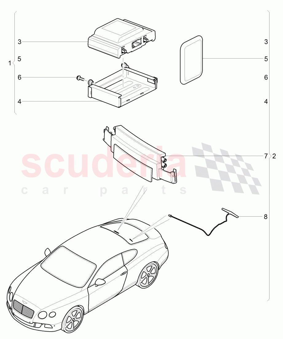 Original Accessories, Installation kit for vehicle, positioning system of Bentley Bentley Continental GT (2011-2018)