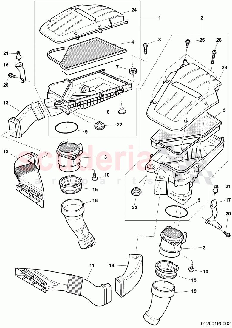 air cleaner with connecting, parts, intake air duct, support for air cleaner of Bentley Bentley Continental Flying Spur (2006-2012)