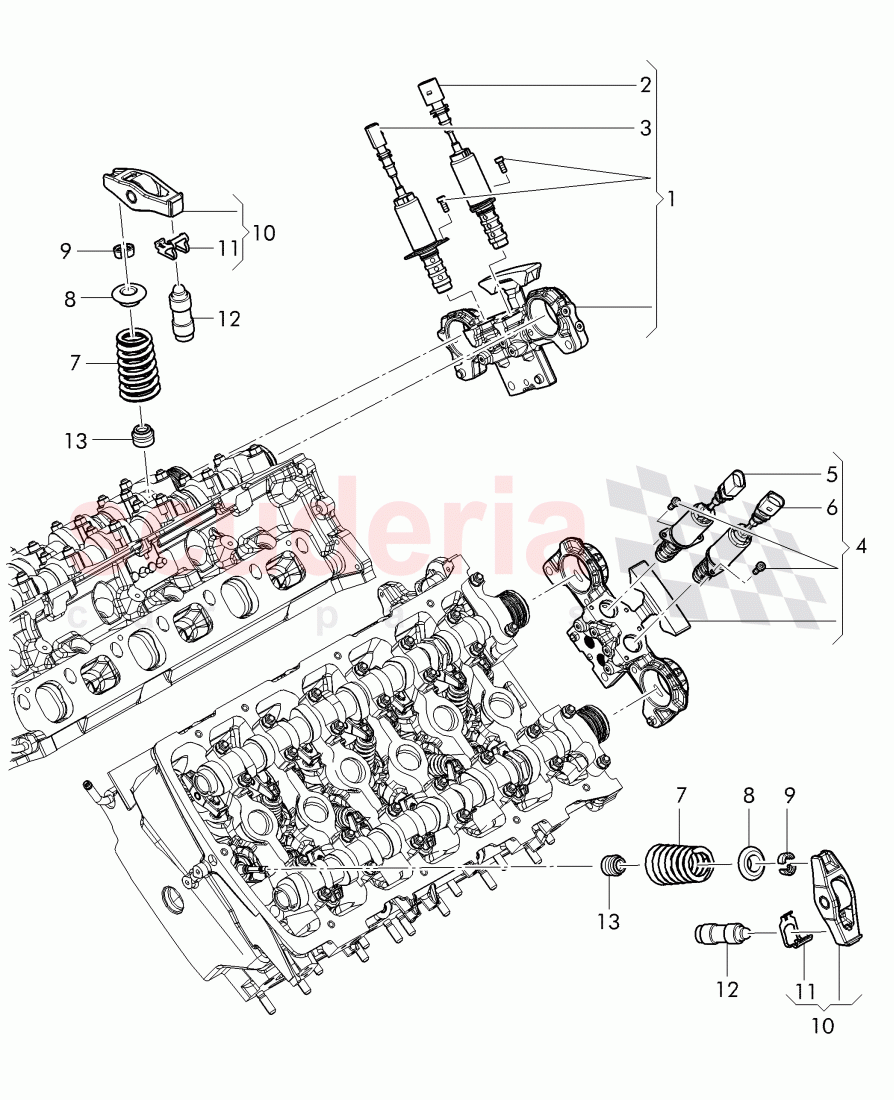 solenoid valve, camshaft adjuster unit, cam follower, roller rocker arm of Bentley Bentley Continental Supersports (2017+)
