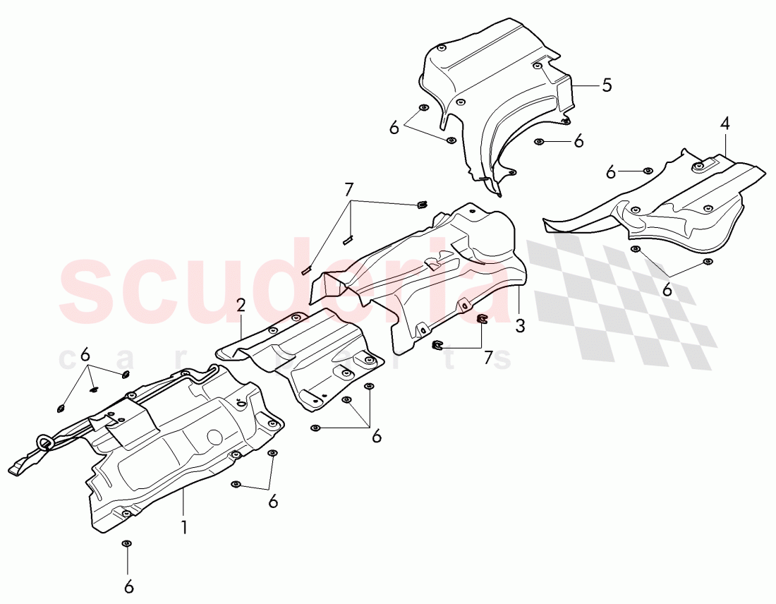 heat shield for exhaust, muffler, rear, heat shield for tunnel of Bentley Bentley Continental Flying Spur (2013+)