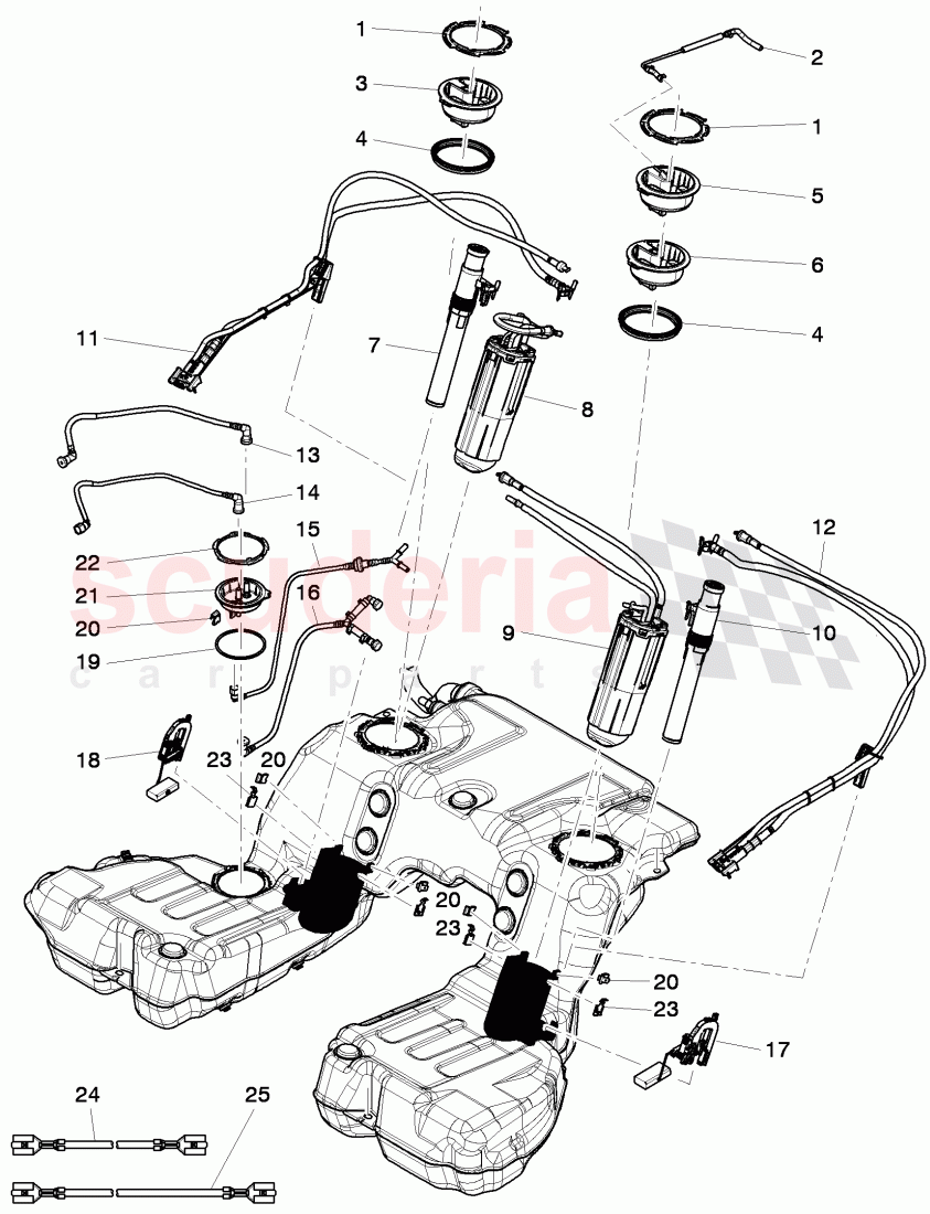 fuel supply module, fuel gauge, sender, suction jet pump with hose, D - MJ 2012>> of Bentley Bentley Continental Flying Spur (2006-2012)