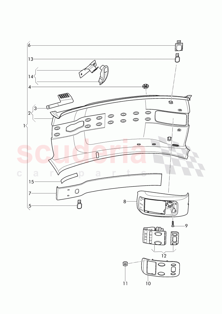 moulded headlining, overhead console, F 3W-D-082 509>>, F ZA-D-082 509>> of Bentley Bentley Continental GT (2011-2018)