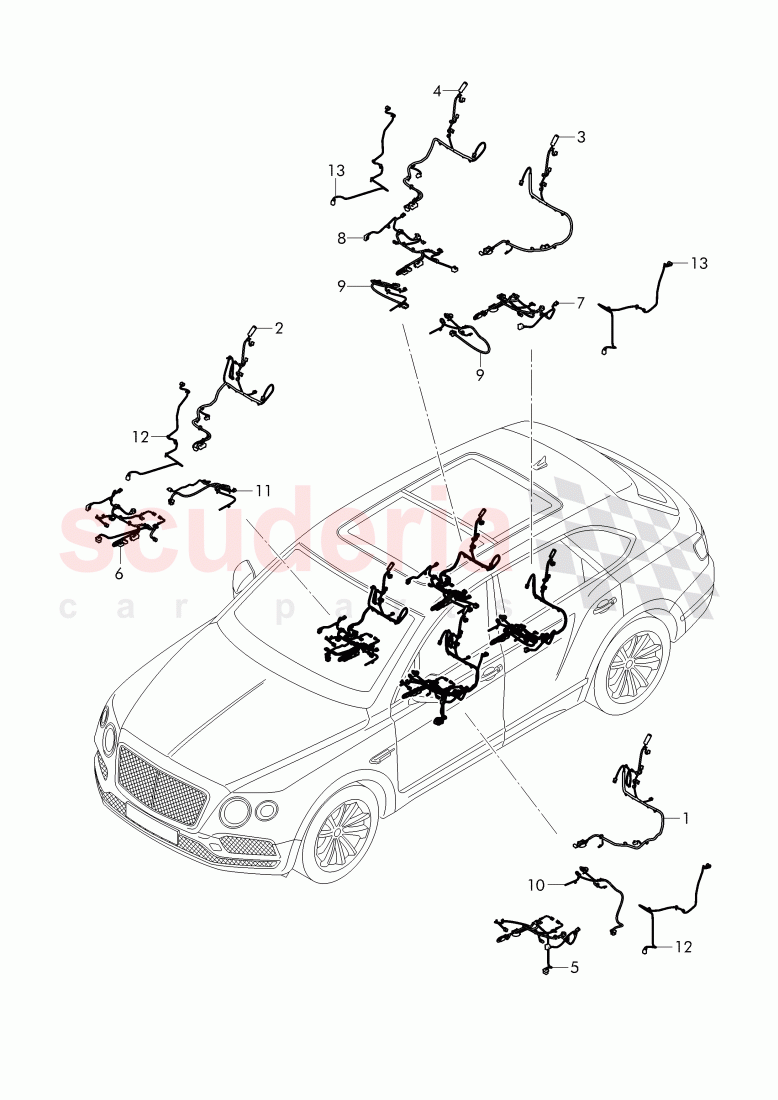 Additional Wiring Harnesses, seats in cab of Bentley Bentley Bentayga (2015-2020)
