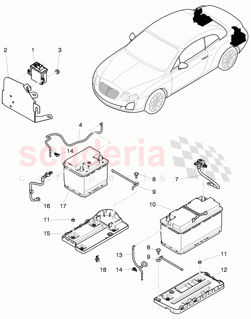 battery, battery mounting, Control unit for battery, monitoring, D - MJ 2012>> of Bentley Bentley Continental Supersports (2009-2011)