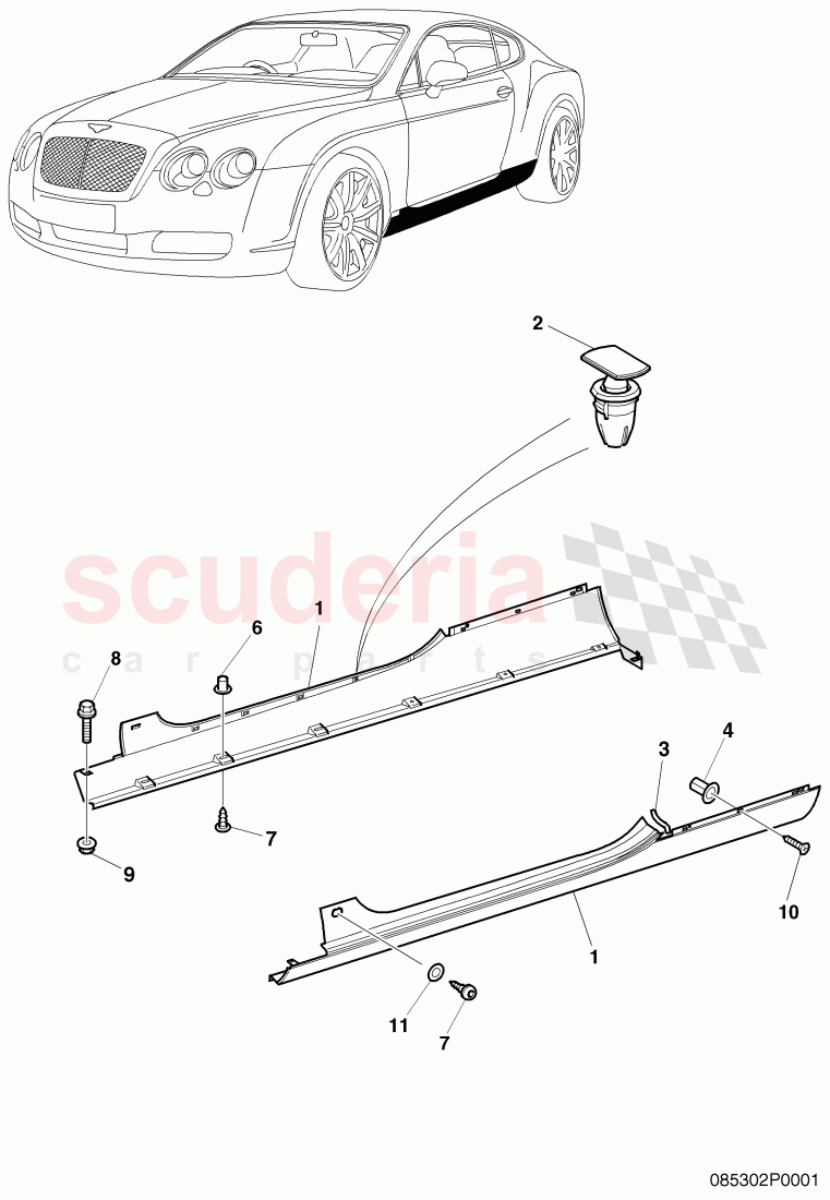 scuff plate - sill panel of Bentley Bentley Continental GT (2003-2010)