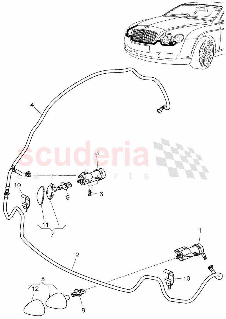 headlight washer system, F 3W-5-026 890>> 3W-8-056 550 of Bentley Bentley Continental Flying Spur (2006-2012)