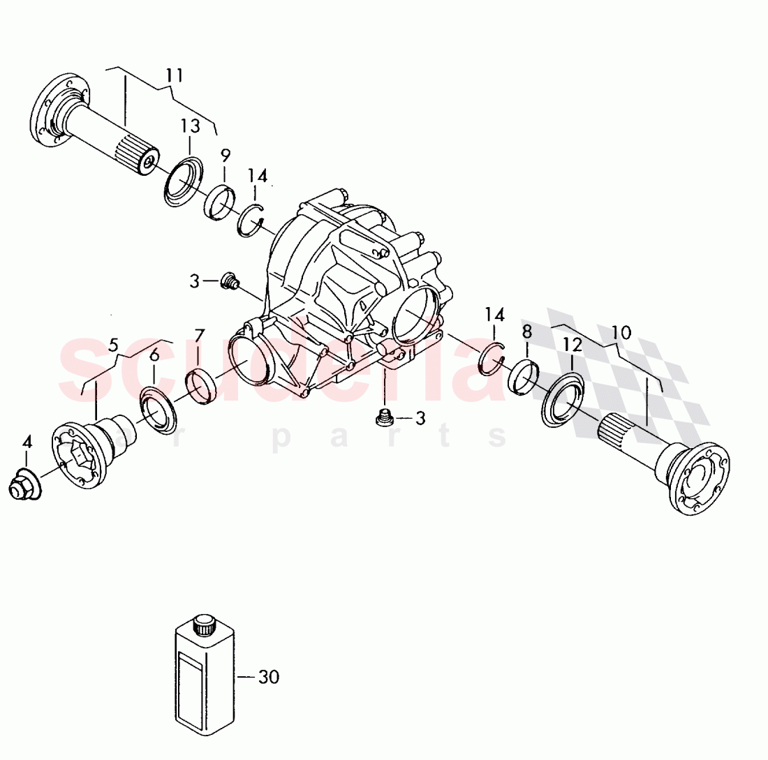 flange shaft, seal, for rear axle differential of Bentley Bentley Continental GT (2011-2018)