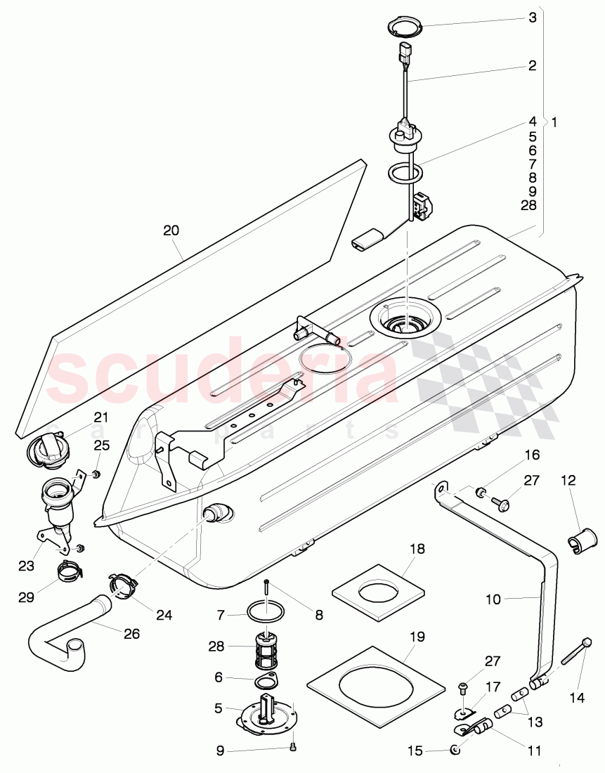 fuel tank with attached parts, strainer, Sealing flange with fuel, level sensor, F 3Y-B-015 863>>, F ZH-B-015 863>> of Bentley Bentley Mulsanne (2010+)