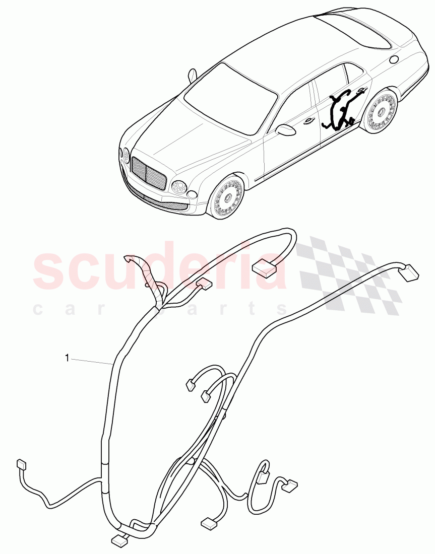 harness for door, trim panel, D - MJ 2017>> of Bentley Bentley Mulsanne (2010+)