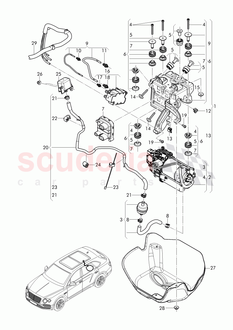air supply unit, valve unit, suction hose of Bentley Bentley Bentayga (2015+)