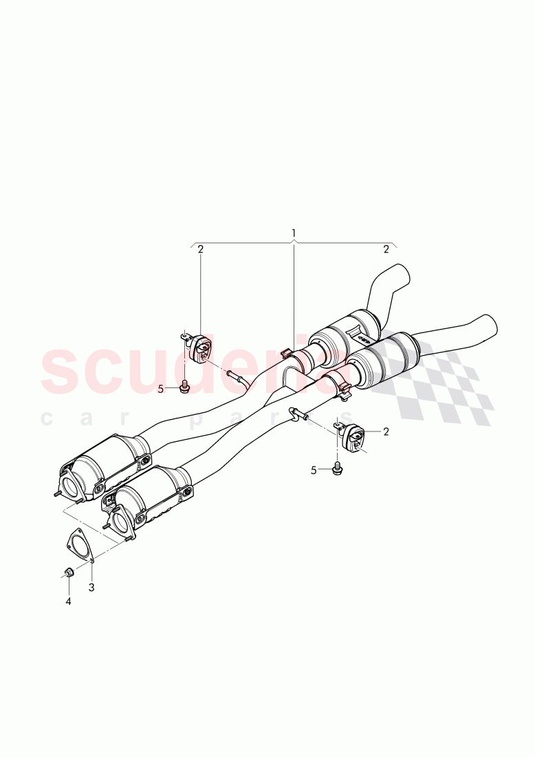 Exhaust pipe w/ cat.converter, and front silencer of Bentley Bentley Continental Supersports (2017+)
