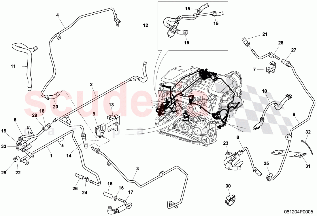vacuum system, (For turbocharger), F 3W-7-041 018>> 3W-8-052 845 of Bentley Bentley Continental GTC (2006-2010)