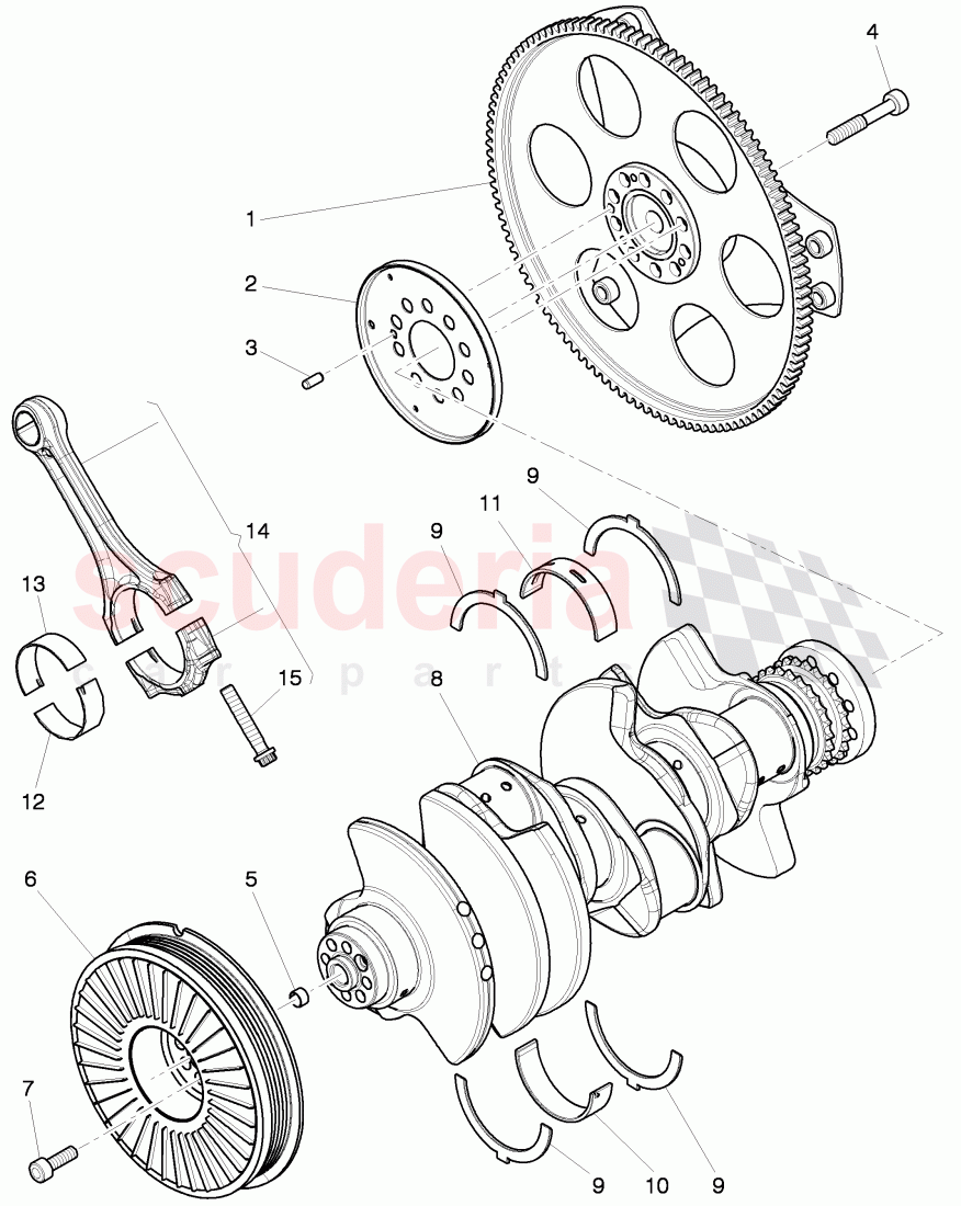 flywheel, v-belt pulley with vibration, damper, impulse rotor of Bentley Bentley Continental GTC (2011+)