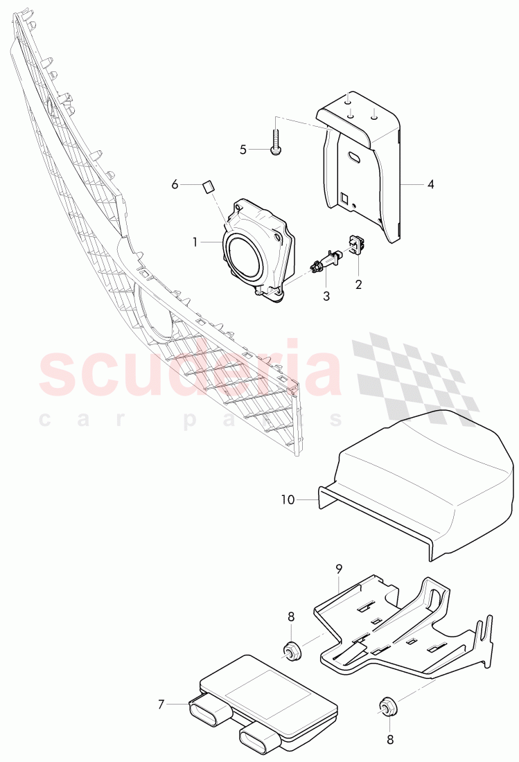radar sensor, for vehicles with adaptive cruise control, 'ACC' of Bentley Bentley Continental Flying Spur (2013+)