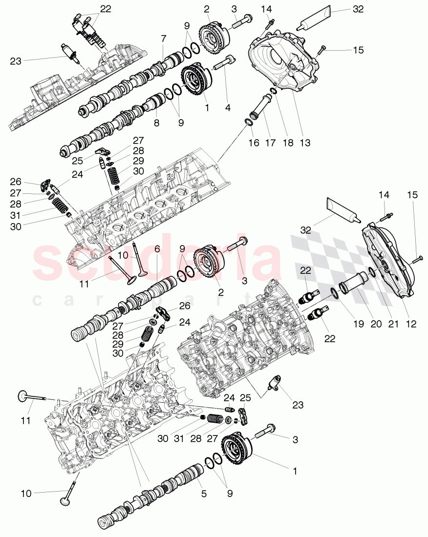 camshaft, camshaft adjuster unit, cylinder head cover of Bentley Bentley Continental GT (2011-2018)