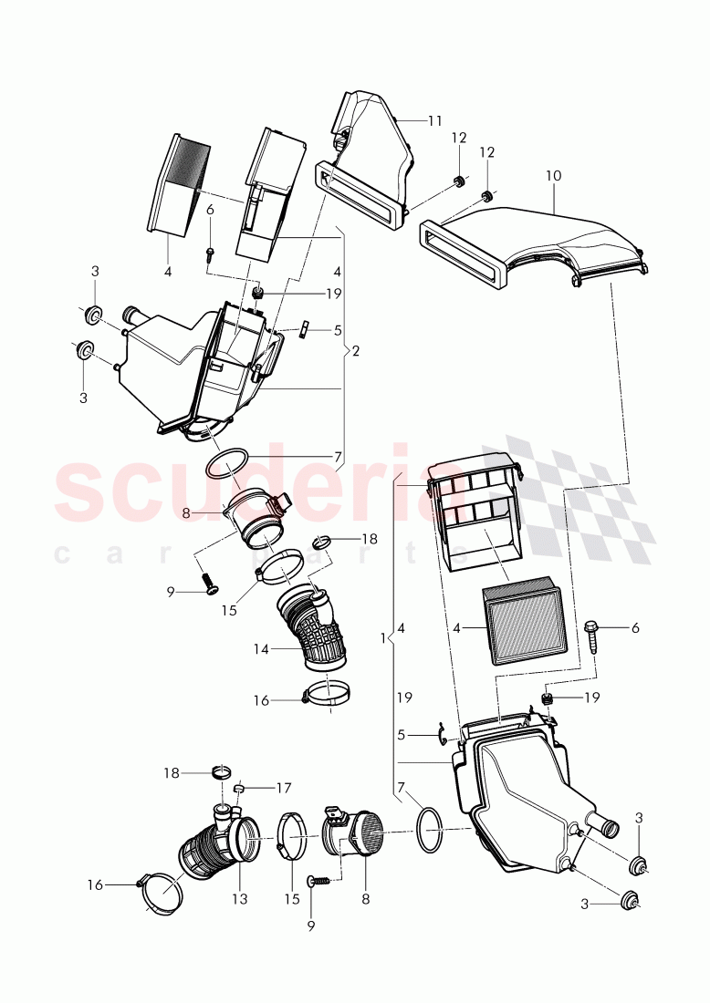 air cleaner with connecting, parts, mass air flow sensor of Bentley Bentley Mulsanne (2010+)