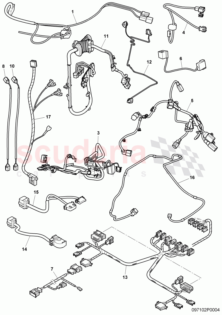wiring harnesses, F 3W-7-039 961>> 3W-8-059 514 of Bentley Bentley Continental Flying Spur (2006-2012)