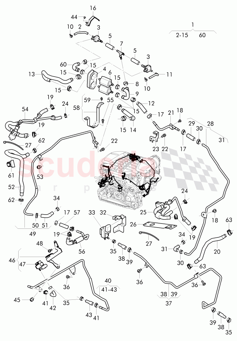 vacuum hoses, solenoid valve, (For turbocharger), D >> - MJ 2015 of Bentley Bentley Continental Flying Spur (2013+)
