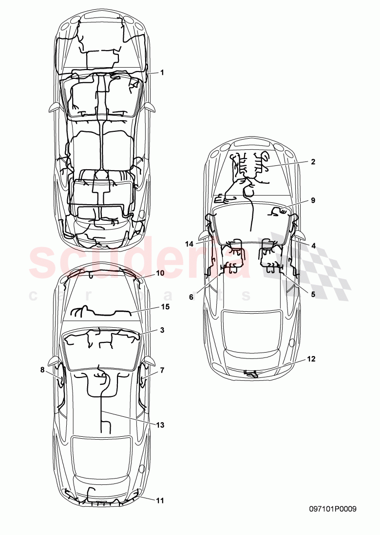 wiring harnesses, F 3W-9-059 521>> 3W-A-063 250, F ZA-A-062 566>> ZA-A-063 250 of Bentley Bentley Continental GT (2003-2010)
