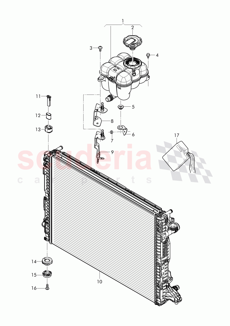Coolant radiator, reservoir with attachment, parts of Bentley Bentley Bentayga (2015+)