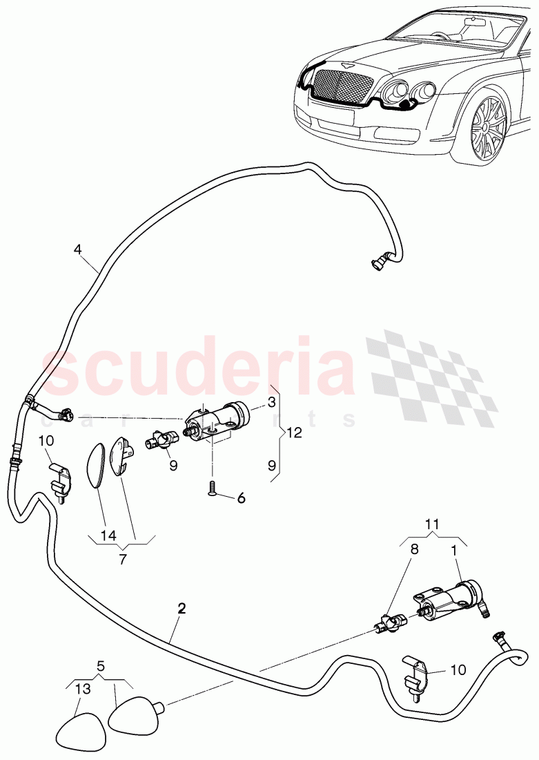 headlight washer system, F 3W-8-056 554>>, F ZA-A-062 464>> of Bentley Bentley Continental Flying Spur (2006-2012)