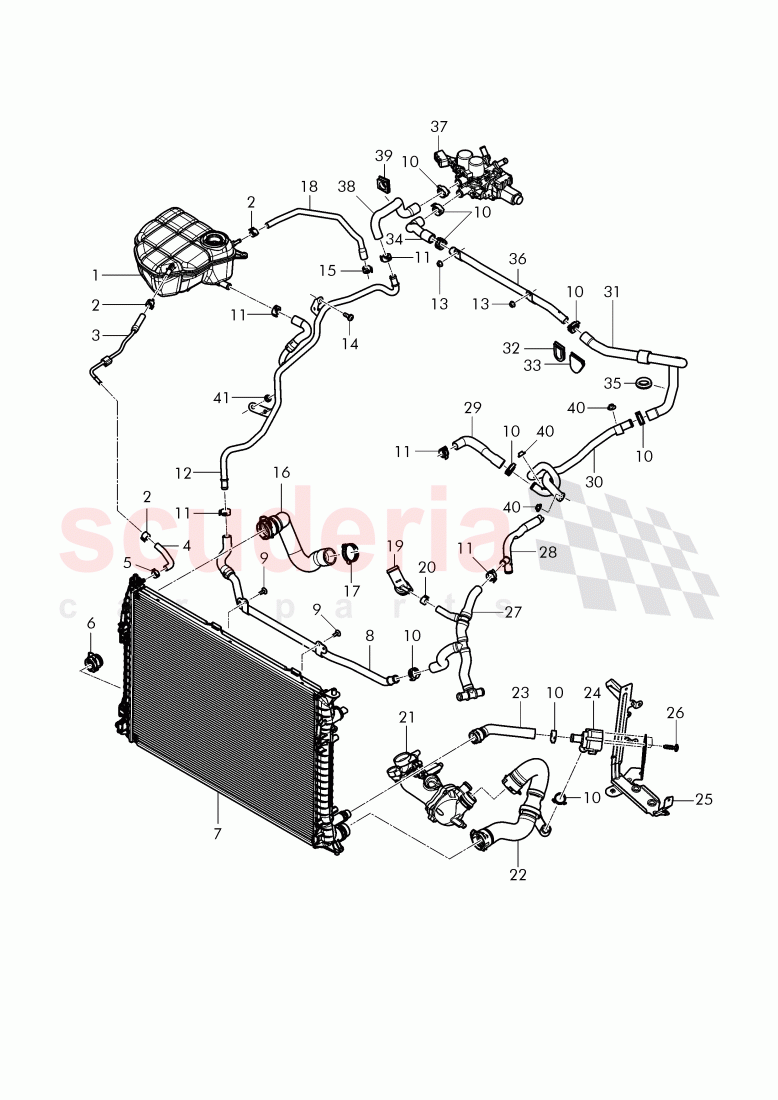 Coolant hoses and pipes, Engine bay, F 3W-F-044 096>>, F ZA-F-044 096>> of Bentley Bentley Continental Flying Spur (2013+)