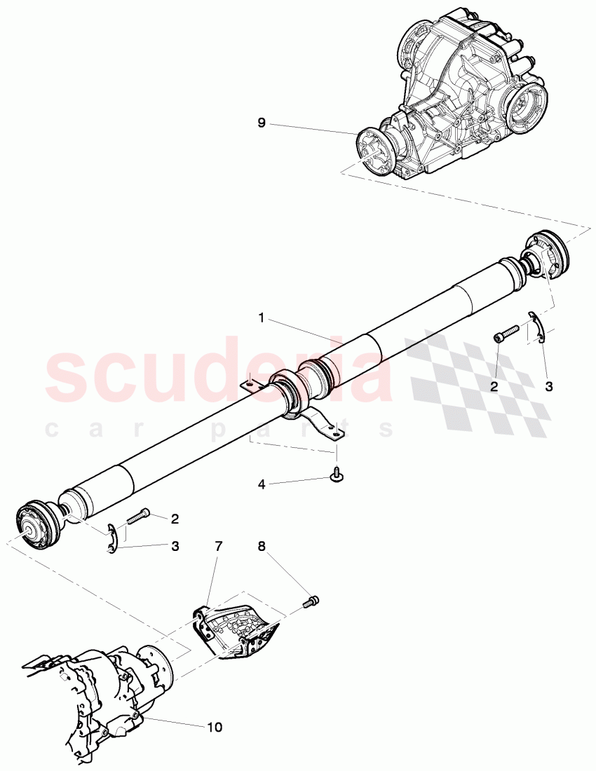 propeller shaft 2-piece with intermediate bearing, for 6 speed automatic transm. of Bentley Bentley Continental GT (2011-2018)