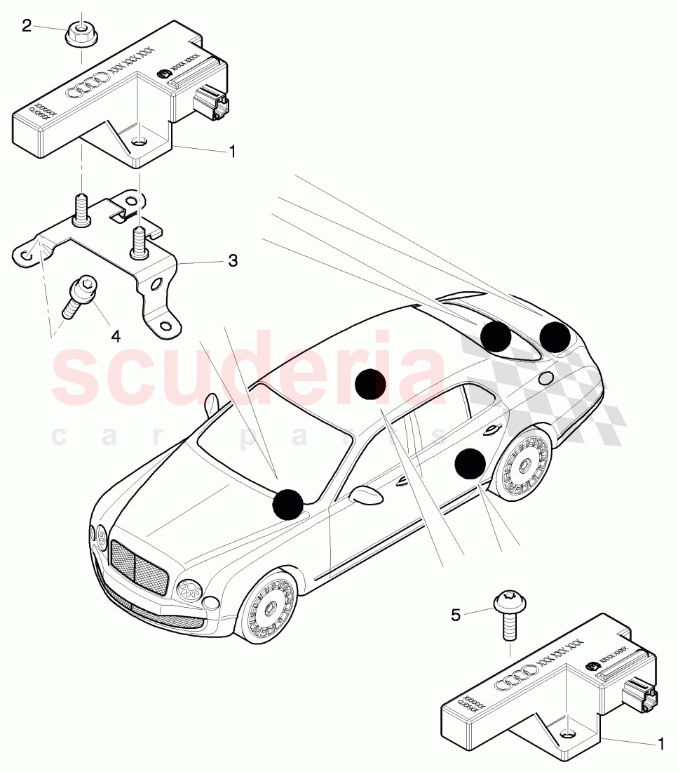 Aerial for access and start authorisation (KESSY) of Bentley Bentley Mulsanne (2010+)