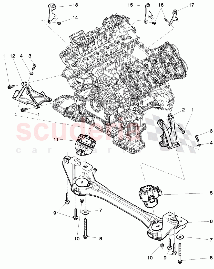 Engine mounting, mount for elevating mechan. of Bentley Bentley Continental GT (2011-2018)