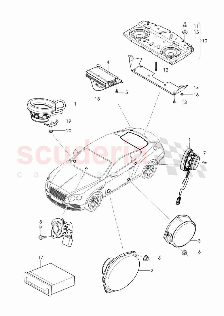 Infotainment system, loudspeaker of Bentley Bentley Continental GT (2011-2018)