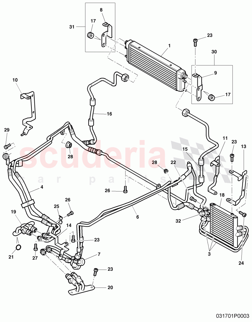 oil pressure line for gear oil cooling, Gear oil cooler, F >> 3W-6-030 928 of Bentley Bentley Continental Flying Spur (2006-2012)