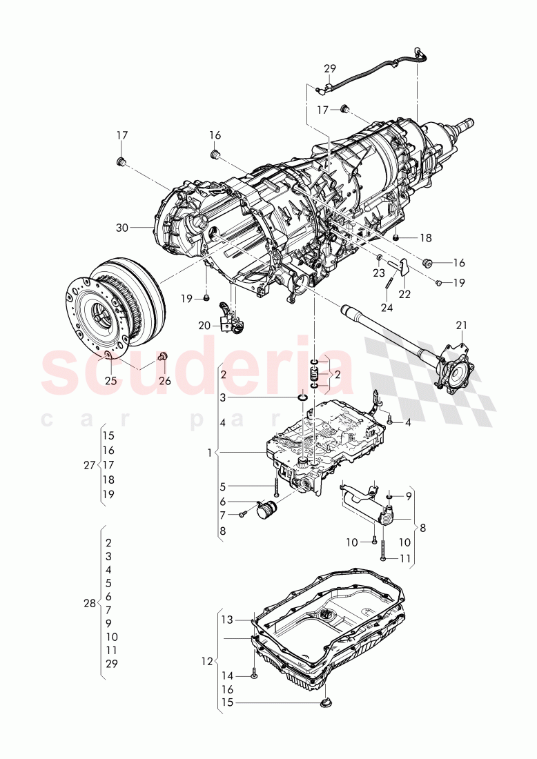 Repair kit for mechatronics, Transmission oil sump, torque converter, for 8-speed automatic gearbox of Bentley Bentley Bentayga (2015-2020)