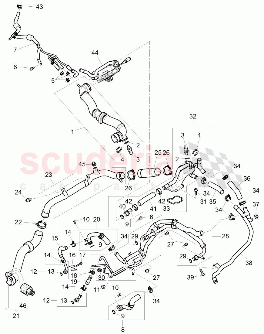Coolant hoses and pipes, engine of Bentley Bentley Continental Supersports (2009-2011)